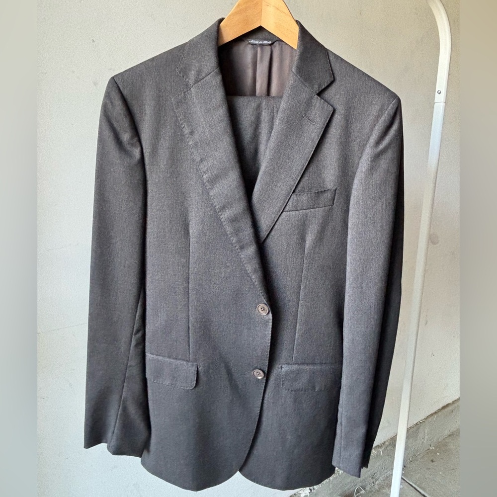 C’e Luca Men’s Formal Dark Grey Suit 100% Wool Made In Italy Size 50R EUROPEAN